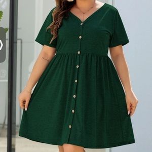 Shein plus sized v-neck button front dress